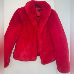 INC faux fur red coat